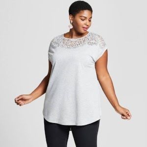 SOLD - NWOT Ava & Viv Gray Burnout Top - Size 3X